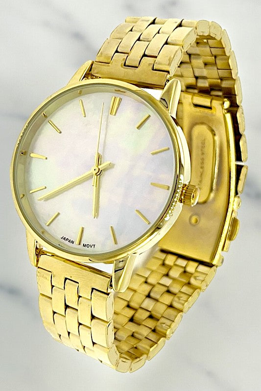 Shell Stone Face Metal Watch