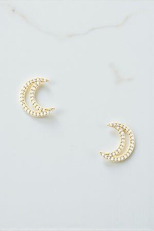 CZ STONE MOON POST EARRING