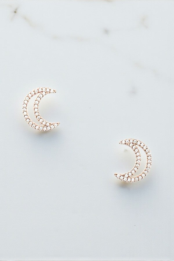 CZ STONE MOON POST EARRING