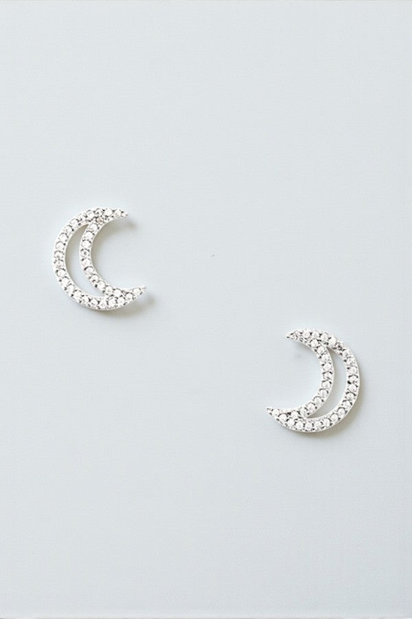 CZ STONE MOON POST EARRING