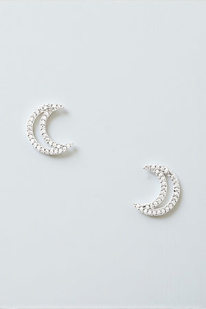 CZ STONE MOON POST EARRING