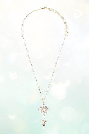 DOUBLE FLORAL CRYSTAL GEM PENDAN NECKLACE