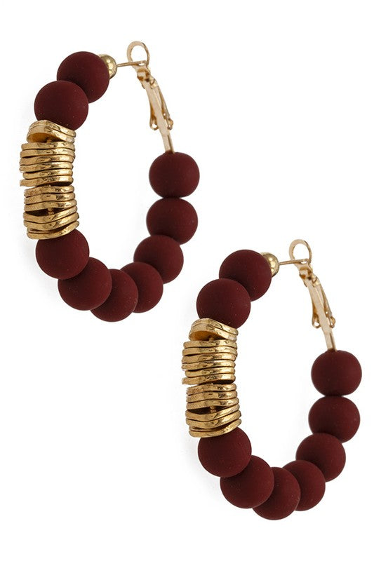 DISK CLAY BEAD HOOP EARRING