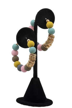 DISK CLAY BEAD HOOP EARRING