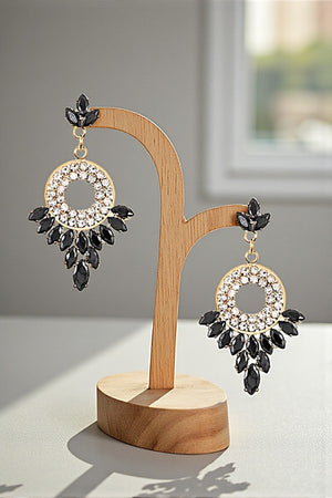 CRYSTAL GEM CLUSTER GEM PAVE RING DANGLE EARRING