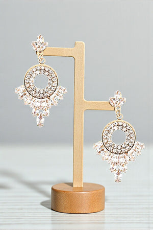 CRYSTAL GEM CLUSTER GEM PAVE RING DANGLE EARRING
