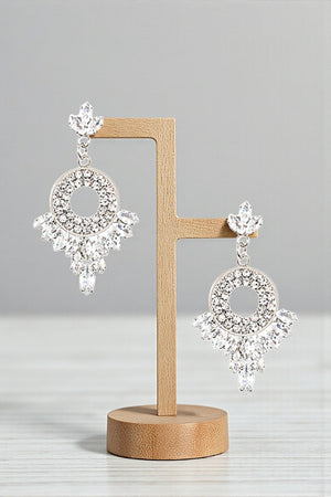 CRYSTAL GEM CLUSTER GEM PAVE RING DANGLE EARRING