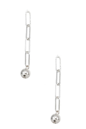 CHAIN LINK ORB DANGLE EARRING