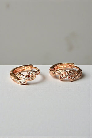 CZ STONE ROUND POST MINI HOOP EARRING