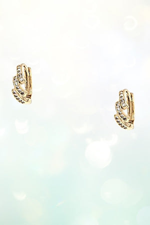 CZ STONE ROUND POST MINI HOOP EARRING