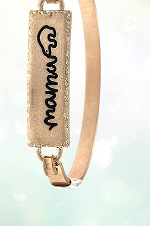 MAMA BEAR ETCHED BAR LINK BANGLE BRACELET