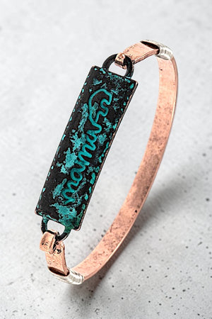 MAMA BEAR ETCHED BAR LINK BANGLE BRACELET