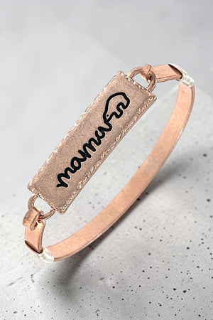 MAMA BEAR ETCHED BAR LINK BANGLE BRACELET