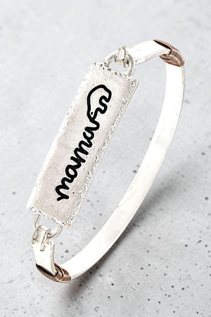 MAMA BEAR ETCHED BAR LINK BANGLE BRACELET