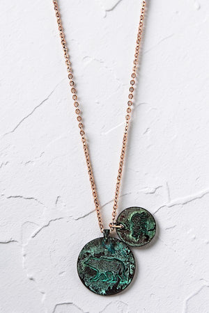 MAMA BEAR BABY BEAR DOUBLE DISK PENDANT NECKLACE