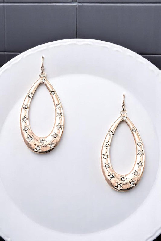STAR ACCENT TEARDROP DANGLE EARRING