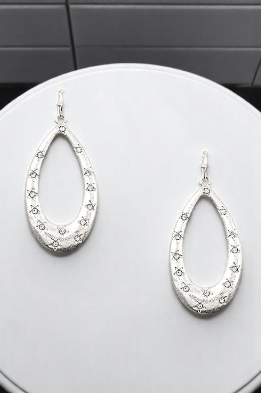 STAR ACCENT TEARDROP DANGLE EARRING