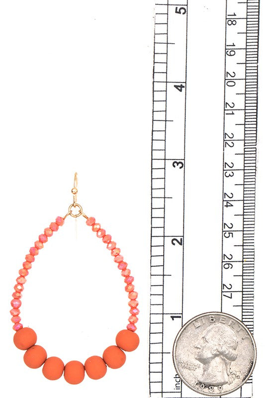 CLAY BEAD TEARDROP DANGLE EARRING