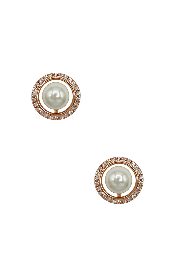 Cubic Zirconia Pearl Post Earring