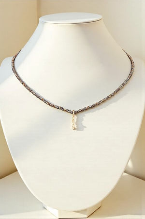 FACETED GLASS BEAD TWIG PENDANT NECKLACE