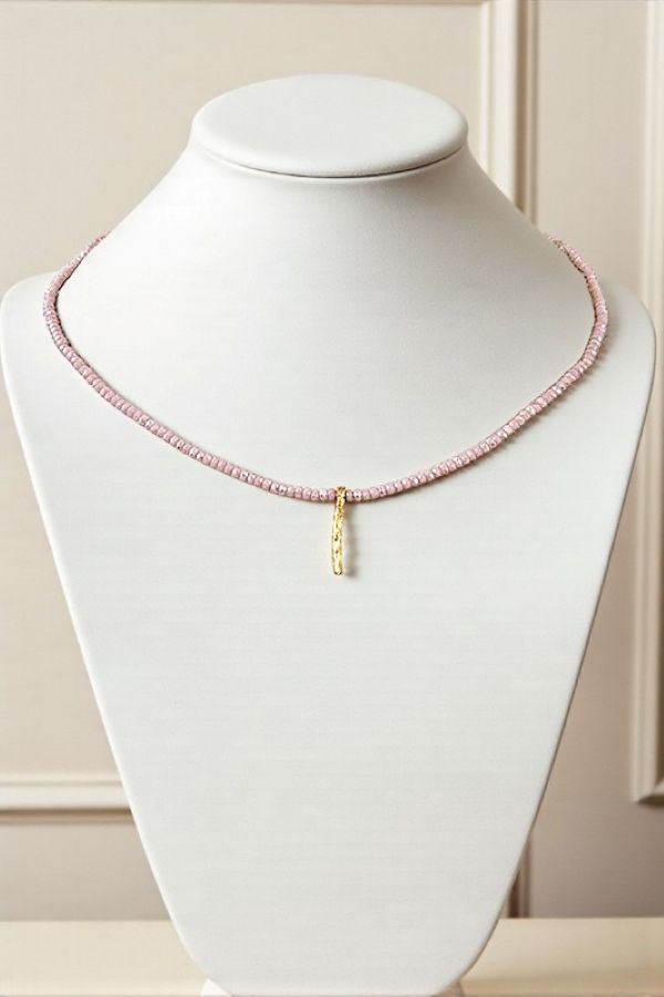 FACETED GLASS BEAD TWIG PENDANT NECKLACE