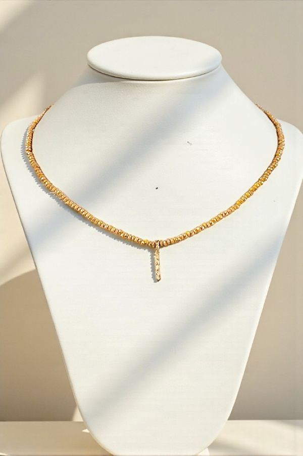 FACETED GLASS BEAD TWIG PENDANT NECKLACE