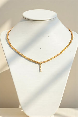 FACETED GLASS BEAD TWIG PENDANT NECKLACE