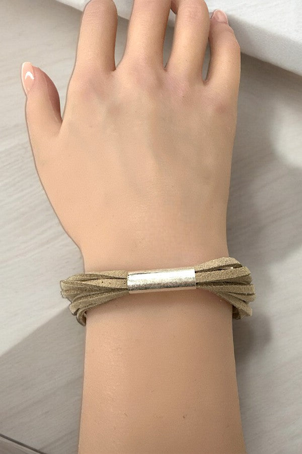 MULTI ROW STRAPS METAL ACCENT BRACELET