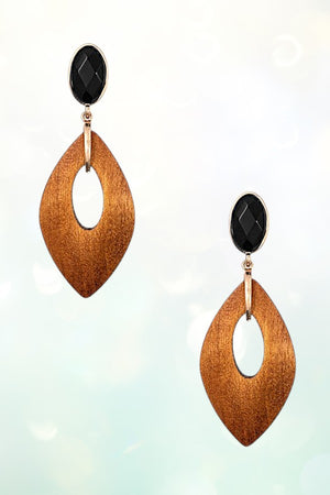 WOODED LINK GEM DANGLE EARRING