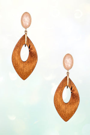 WOODED LINK GEM DANGLE EARRING