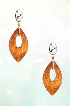 WOODED LINK GEM DANGLE EARRING