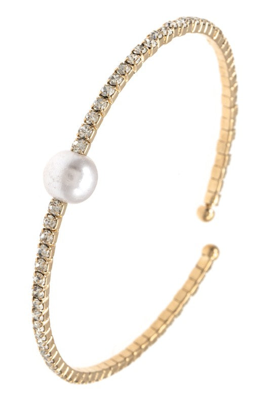 CENTER PEARL WIRE FLEX BRACELET