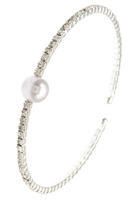 CENTER PEARL WIRE FLEX BRACELET