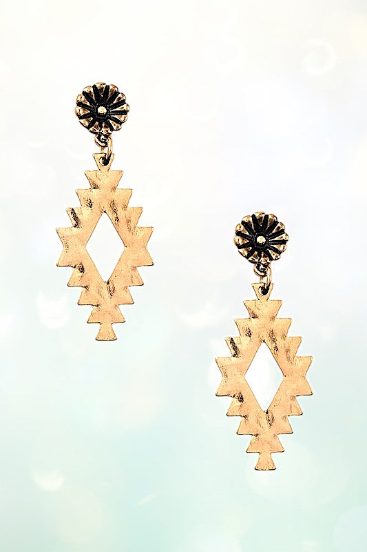 WESTERN ETCHED DIAMOND CUT DANGLE EARRING