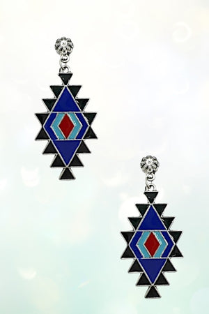 TRIBAL PATTERN DETAIL DANGLE EARRING