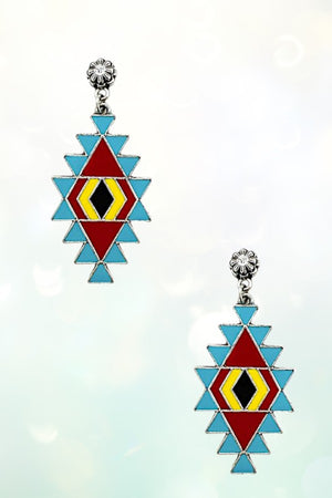 TRIBAL PATTERN DETAIL DANGLE EARRING