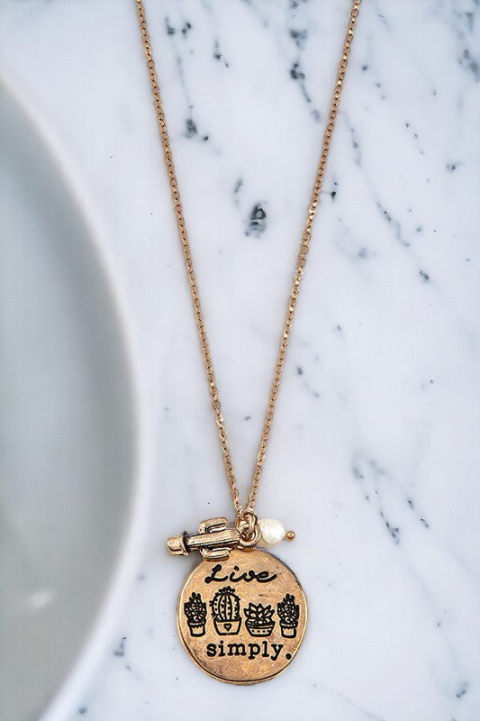 Live Simply Round Pendant Necklace