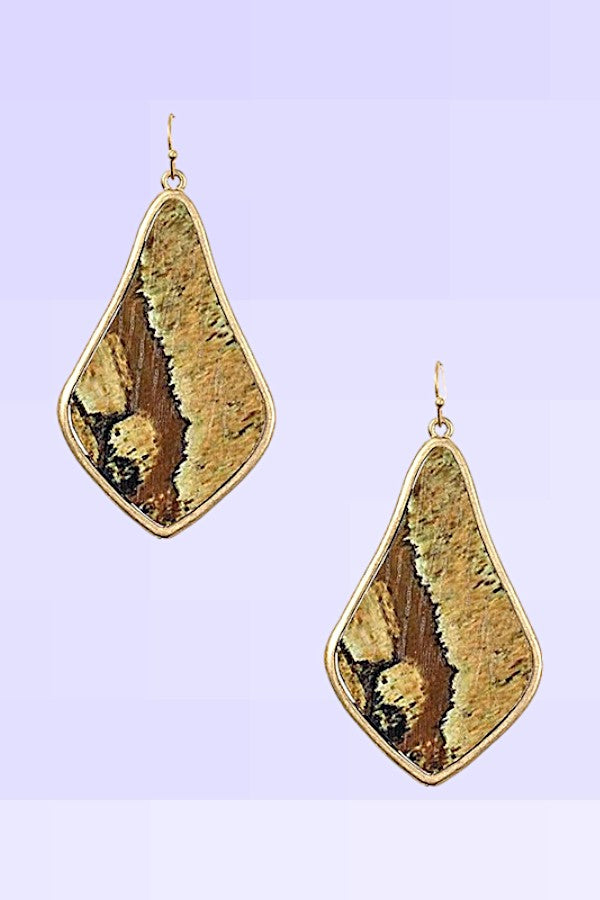 WOOD LIKE DANGLE EARRING