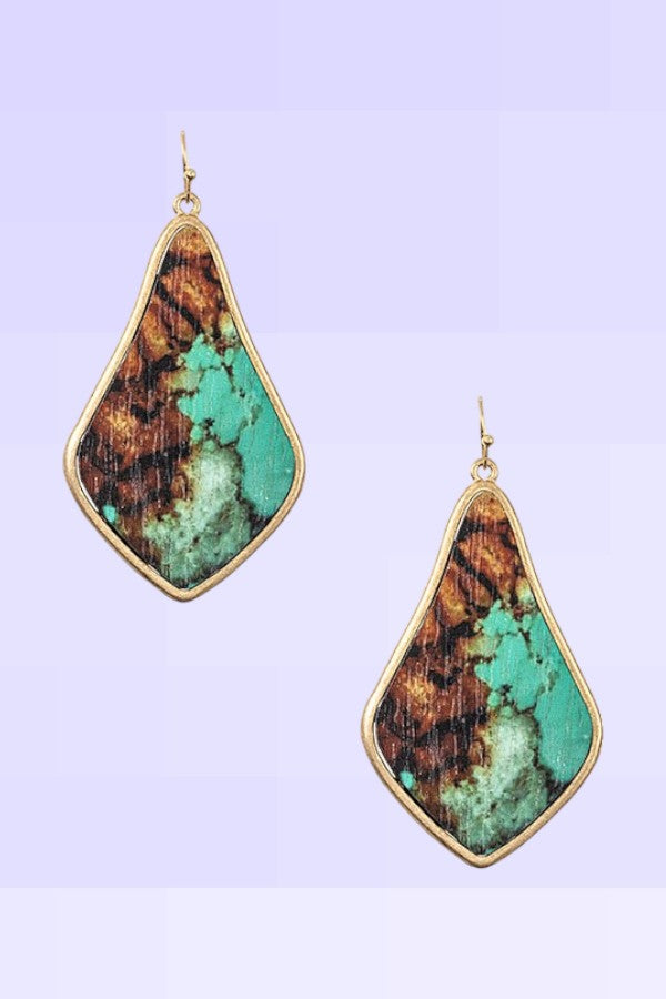 WOOD LIKE DANGLE EARRING