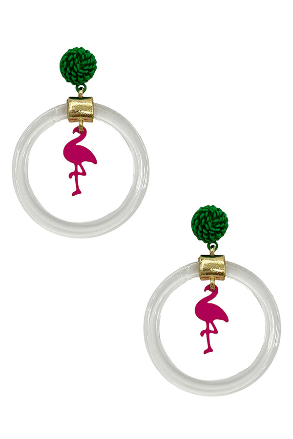 Flamingo Clear Hoop Accent Earring