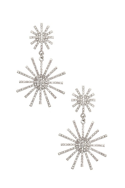 RHINESTONE PAVE DOUBLE LINK BURST EARRING