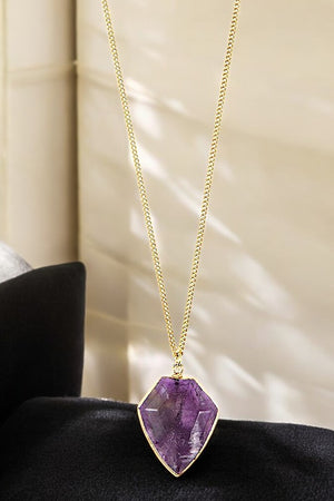 FACETED STONE PENDANT NECKLACE