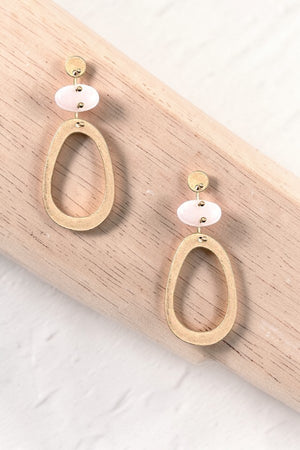 STONE LINK DANGLE OVAL CUT OUT EARRING