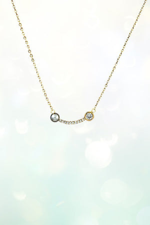 CZ STONE PEARL ACCENT PENDANT NECKLACE