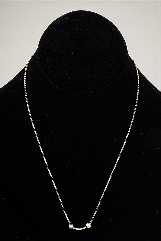 CZ STONE PEARL ACCENT PENDANT NECKLACE