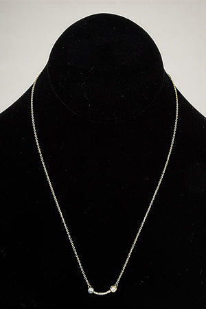 CZ STONE PEARL ACCENT PENDANT NECKLACE