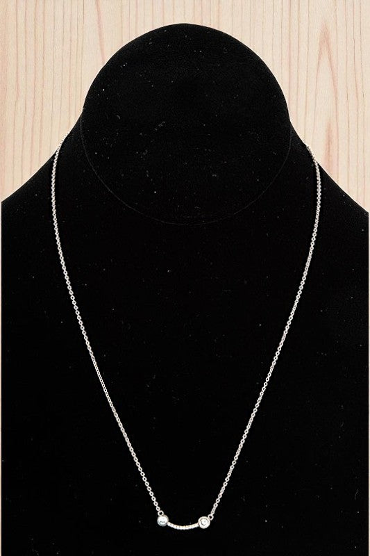 CZ STONE PEARL ACCENT PENDANT NECKLACE