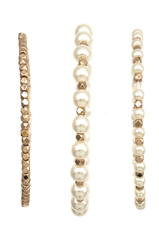 PEARL SMALL BEAD ACCENT BRACELET SET
