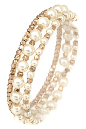 PEARL SMALL BEAD ACCENT BRACELET SET