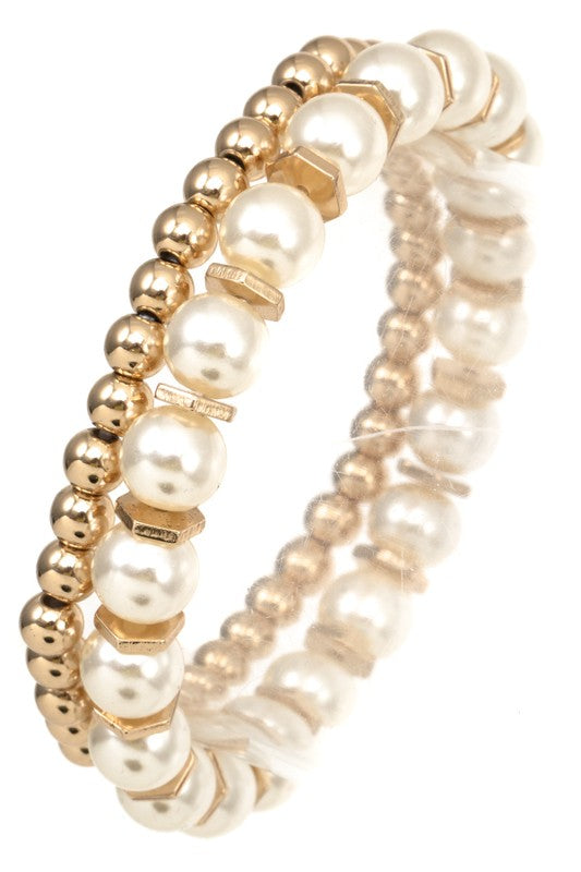 PEARL BEAD ACCENT BRACELET SET